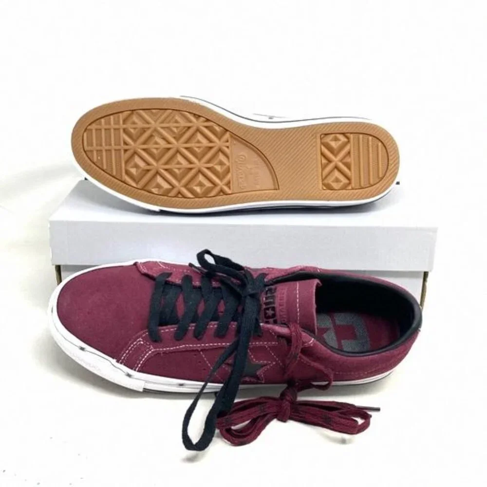 Converse One Star Pro OX Shoes Low Men's Sneakers A05091C Bordeaux Suede Skate - Picture 3 of 12